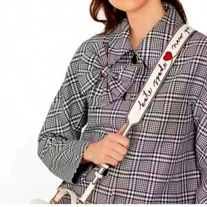 NWT Kate Spade Script Puffed Heart LEATHER Bag Strap In Meringue  $159